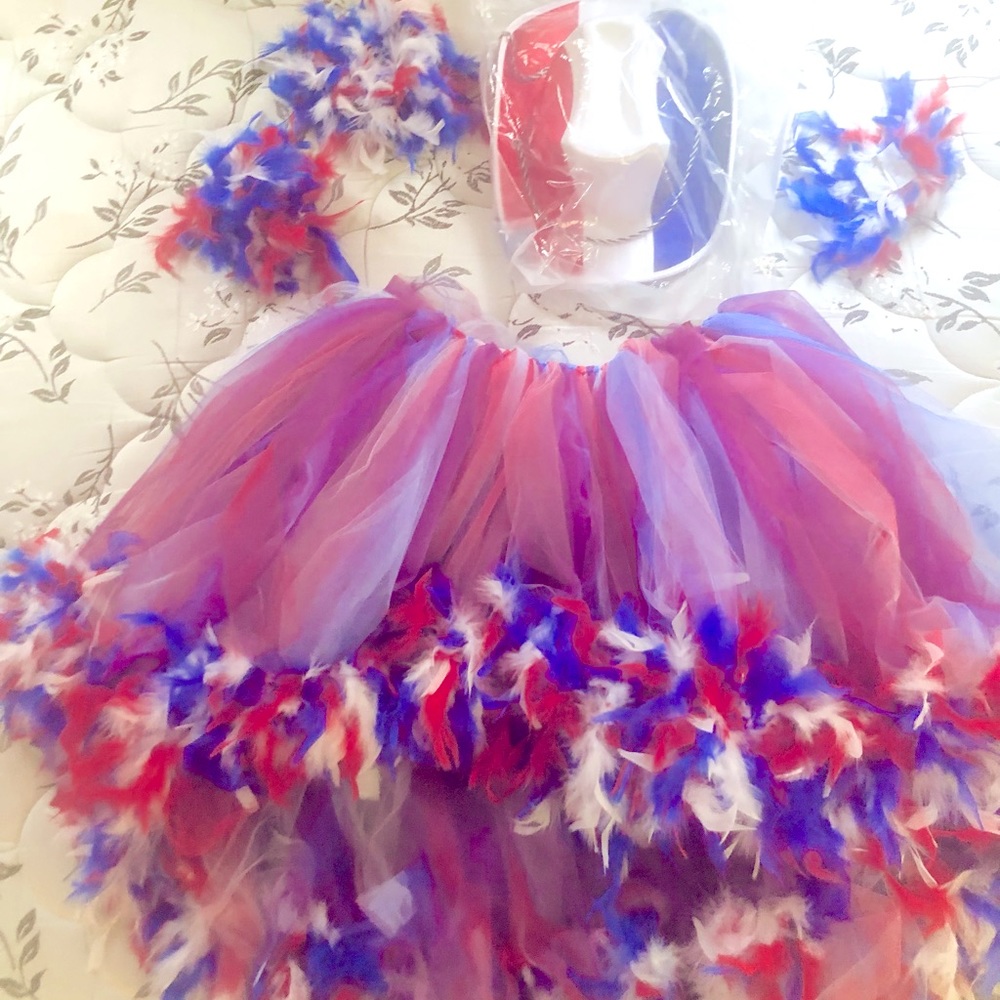 Patriotic Wear Skirt,Hair Accessory & Wrist/Ankle Bands
